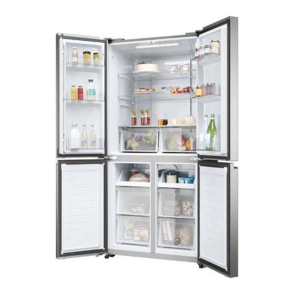 Haier HCR3818ENMM 83.3cm Total No Frost Multi Door Fridge Freezer - Inox_opensideright
