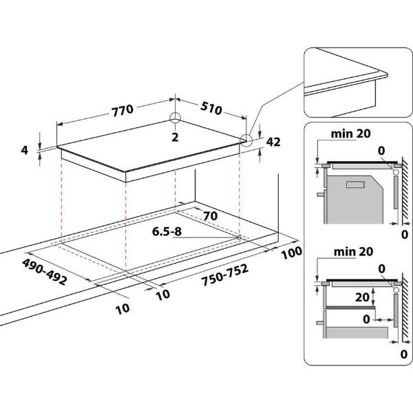 Hotpoint HR724BH 77cm Ceramic Hob - Black_diagram