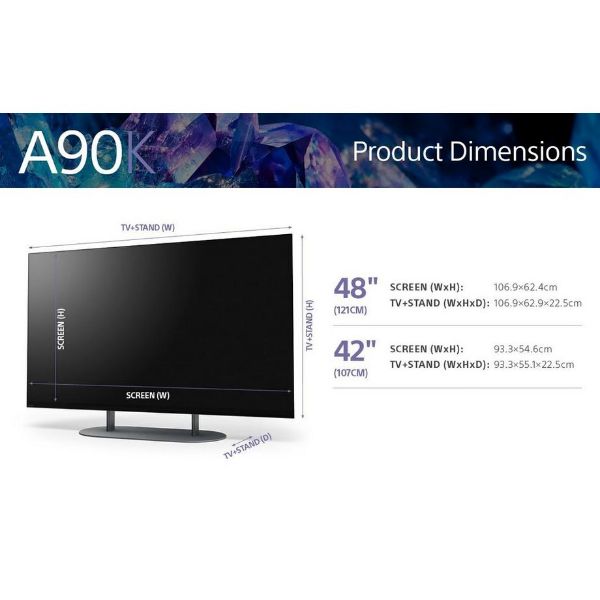 Sony XR48A90KU 48" 4K OLED Ultra HD HDR Google TV_dimen
