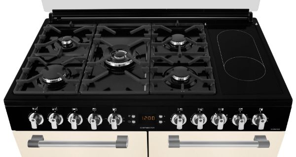 Picture of Leisure CC100F521C Chefmaster 100cm Dual Fuel Range Cooker with Glass Top Lid in Cream