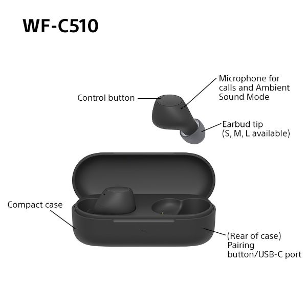 Sony WFC510B.CE7 Wireless In ear headphones - Black_details