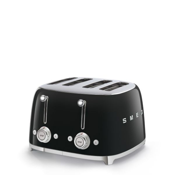 Smeg TSF03BLUK 4 Slice Retro 50s Style Toaster in Black_side view