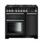 Rangemaster 126660 Encore Deluxe 90 Dual Fuel Range Cooker in Charcoal Black with Chrome Trim - EDL90DFFCB/C