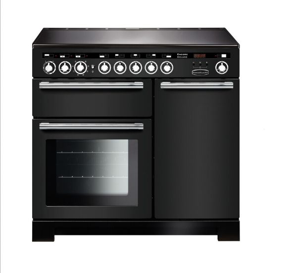 Rangemaster 127710 Encore Deluxe 100 Induction Range Cooker in Charcoal Black with Chrome Trim - EDL100EICB/C