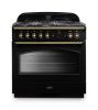 Rangemaster 128320 Classic FX 90 Dual Fuel Range Cooker in Black with Brass Trim - CLAS90FXDFFBL/B