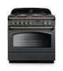 Rangemaster 128340 Classic FX 90 Dual Fuel Range Cooker in Slate with Brass Trim - CLAS90FXDFFSL/B