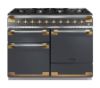 Rangemaster 135230 Elise Luxe 110 Dual Fuel Range Cooker in Slate with Antique Brass Trim - ELS110DFSL/AB