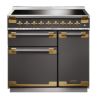 Rangemaster 135250 Elise Luxe 90 Induction Range Cooker in Slate with Antique Brass Trim - ELS90EISL/AB