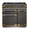 Rangemaster 135290  Elise Luxe 90 Dual Fuel Range Cooker in Slate with Antique Brass Trim - ELS90DFFSL/AB