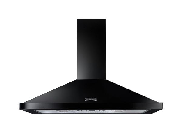 Rangemaster 95670 100cm Chimney Cooker Hood in Black and Chrome - LEIHDC100BC/