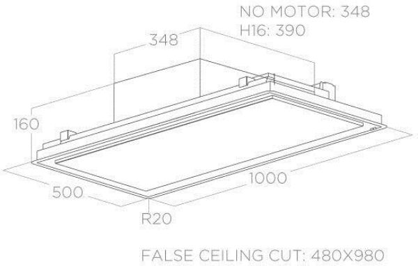 Elica ILLUS-PLS-16-WH Illusion Plus 16cm Cooker Hood in White_dimensions