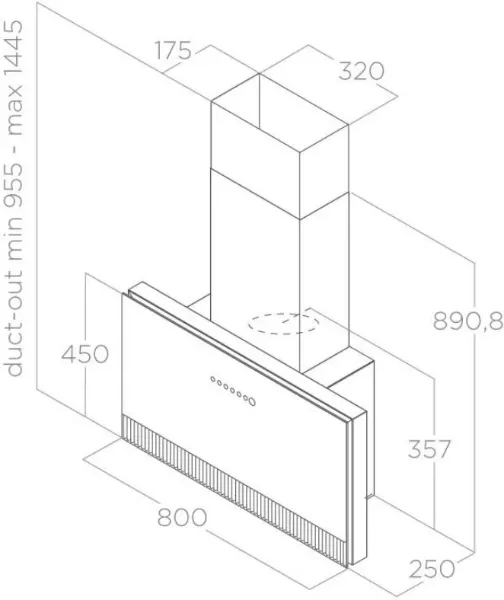 Elica SUPER-PLAT-BLK 90cm Super Plat Wall Mounted Cooker Hood in Black_dimensions