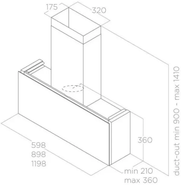 Elica RULES-BLK-90 Rules 90cm Cooker Hood in Black_dimensions