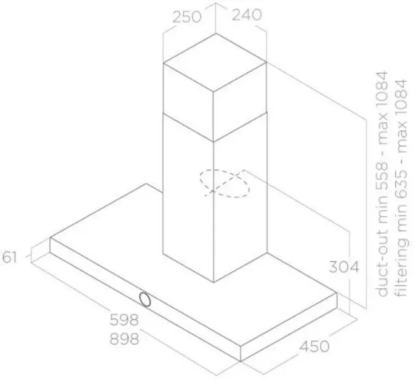 Elica ALPHA 60cm Chimney Hood IN BLACK_diagram