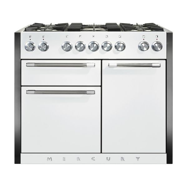 Mercury MCY1082DFSD 93260 1082 Dual Fuel Range Cooker in Snowdrop with Chrome Trim