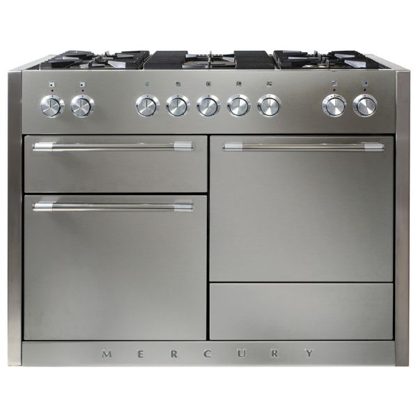 Mercury MCY1200DFSS 91570 1200 Dual Fuel Range Cooker in Stainless Steel with Chrome Trim_main