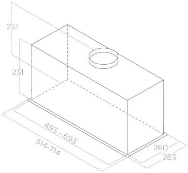 Elica FOLD-GR-60 Fold 60cm Wide Canopy Hood in Grey_dimensions