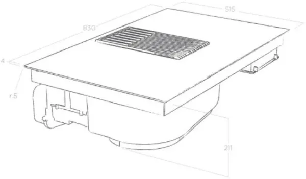 Elica NT-LIBRA-WH-RC NikolaTesla LIBRA 83cm Induction Hob in White - Recirculating_dimensions