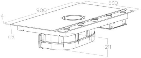 Elica NT-UNPLUG-SS-DO NikolaTesla UNPLUGGED 90cm Induction Hob in Stainless Steel - Duct Out_dimensions