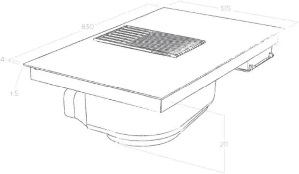 Elica NT-LIBRA-BLK-DO NikolaTesla LIBRA 83cm Induction Hob in Black - Duct Out_dimensions