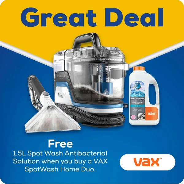 Vax CDSW-MPXPKIT Spotwash Home Duo Carpet Washer with extra 1.5l Spotwash Antibacterial Solution - Blue_main