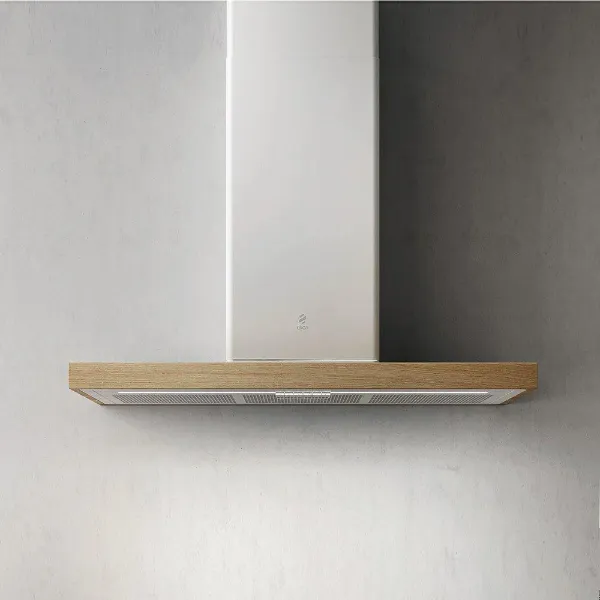 Elica BIO 90cm Wall Mounted Chimney Hood in White and Oak_main