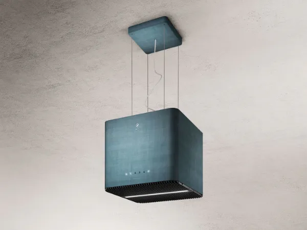 Elica PIX-DENIM 40cm Wide Ceiling Mounted Cooker Hood in soft denim finish_main