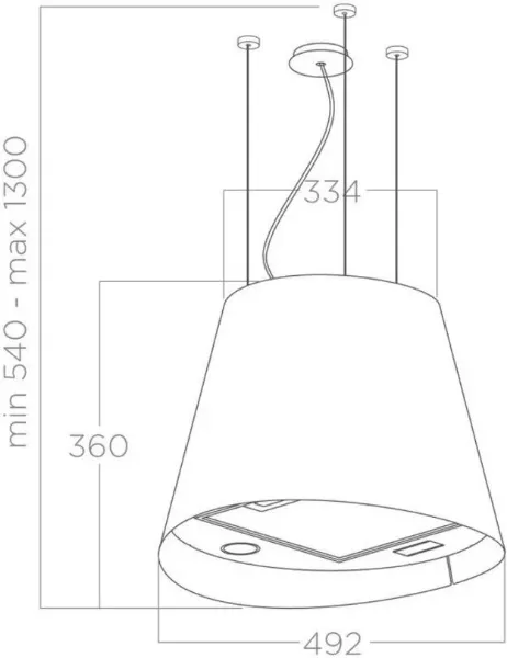 Elica JUNO-BLK Juno LED 50cm Ceiling Mounted Cooker Hood in Black _dimensions