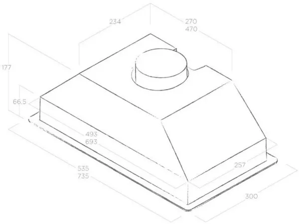 Elica ERA-HE-SS-60 60cm ERA High Performance Built-in Canopy Hood in Stainless Steel_dimensions