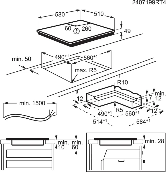 AEG SO64IA0SCB 58cm Induction Hob_dimensions