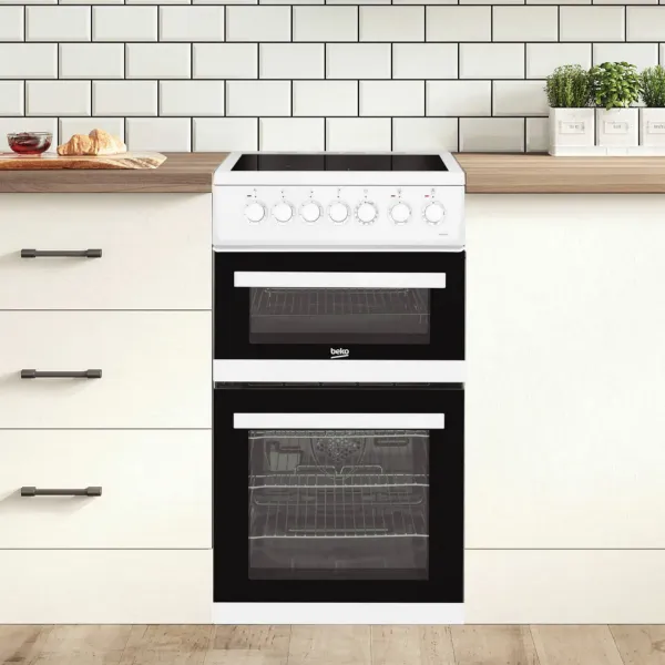 Beko EDVC503W 50cm Electric Cooker with Double Oven - White