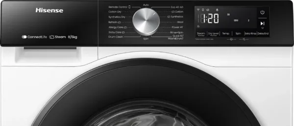 Hisense WD3S8043BW3 WiFi-enabled 8kg/5kg 1400 Spin Washer Dryer - White_controls