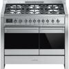 Smeg A2-81 100cm Opera Dual Fuel Range Cooker in Stainless Steel _ Front view