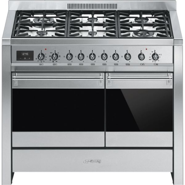 Smeg A2-81 100cm Opera Dual Fuel Range Cooker in Stainless Steel _ Front view