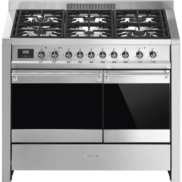Smeg A2PY-81 100cm Opera Dual Fuel Range Cooker in Stainless Steel _ Front view