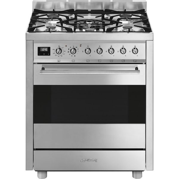 Smeg C7GPX9 70cm Symphony Dual Fuel Cooker in Stainless Steel _ Front view