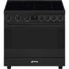 Smeg C9IMN2 90cm Symphony Classic Single Cavity Induction Range Cooker in matte black _ front view