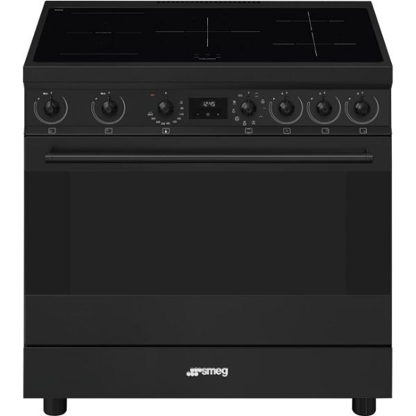 Smeg C9IMN2 90cm Symphony Classic Single Cavity Induction Range Cooker in matte black _ front view