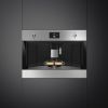 Smeg CMS4303X 45cm Classic Fully Automatic Coffee Machine in Stainless Steel _ front view in place with cup 