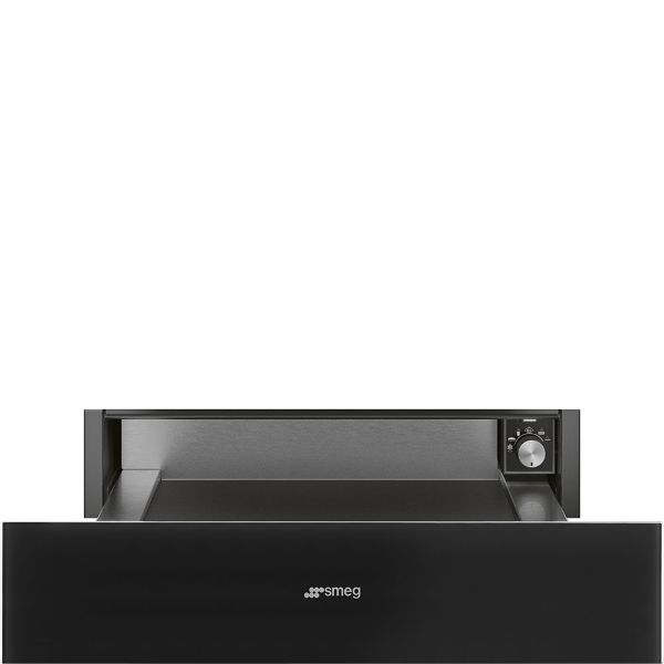 Smeg CPR115B3 15cm Height Linea Warming Drawer in Midnight Black_ Front view