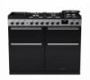 Rangemaster 15828 Edge Deluxe 110cm Dual Fuel Range Cooker in Black Glass with Chrome Trim - EDDLB110DFGBLK/CM1