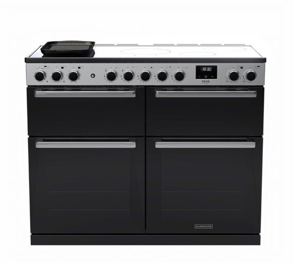 Rangemaster 15834 Edge Deluxe 110cm Induction Range Cooker in Black Glass with Chrome Trim - EDDLB110EIGBLK/CM1_main