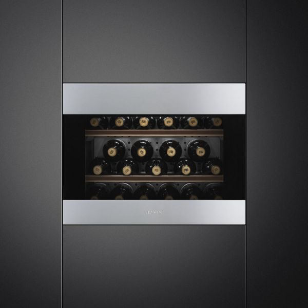 Smeg CVI321X3 45cm Height Classic Wine Cooler with Reversible Hinge In Stainless Steel_ front view stocked