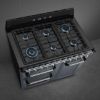 Smeg TR103GR 100cm Victoria Dual Fuel Range Cooker Slate Grey interior hob