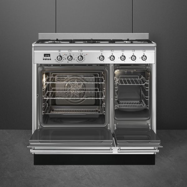 Smeg SUK92MX9-1 90cm Concert Dual Fuel Range Cooker Stainless Steel interior