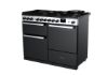 Rangemaster 15816 Edge Deluxe 110 Dual Fuel Range Cooker in Black Glass with Chrome Trim - EDDLO110DFGBLK/CM1_angled