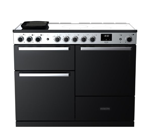 Rangemaster 15822 Edge Deluxe 110 Induction Range Cooker in Black Glass with Chrome Trim- EDDLO110EIGBLK/CM1_main