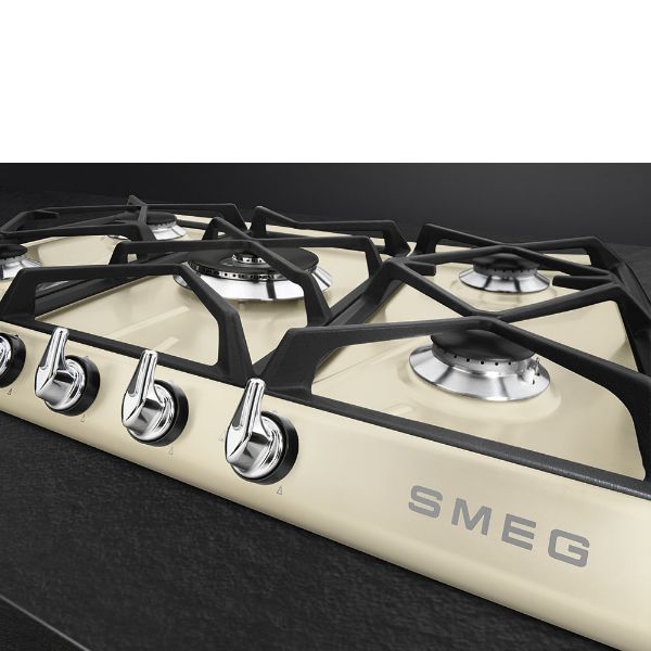 Smeg SR975PGH 69cm Victoria Gas Hob Cream knobs