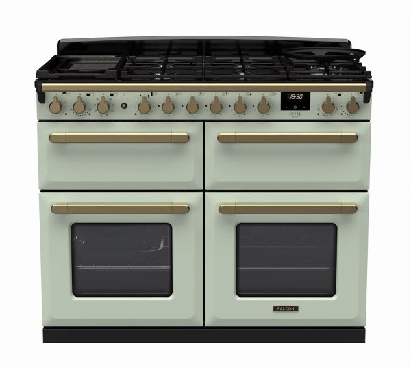 Rangemaster 18150 Estel Deluxe 110 Dual Fuel Range Cooker in Mint with Antique Brass trim - ESDLB110DFPMNT/AB1_main