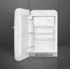 Smeg FAB10LWH6 55cm 50s Style Fridge Freezer Minibar Left Hand Hinge In White_open